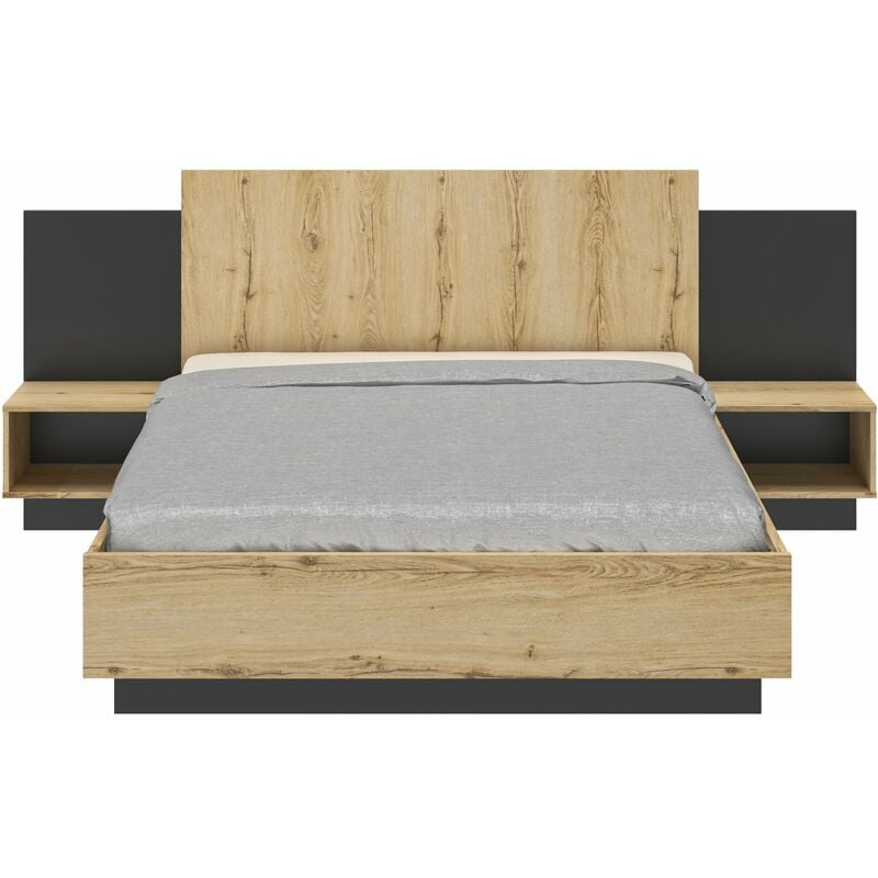 Lit chevets lambris 140 x 200