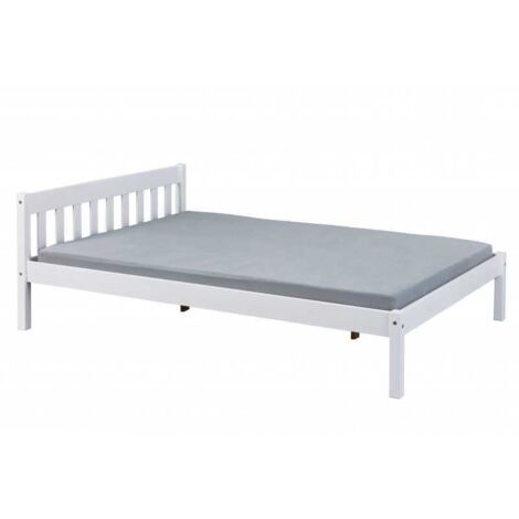 Lit 140x200 cm sans sommier en pin massif blanc - CHAMBERY