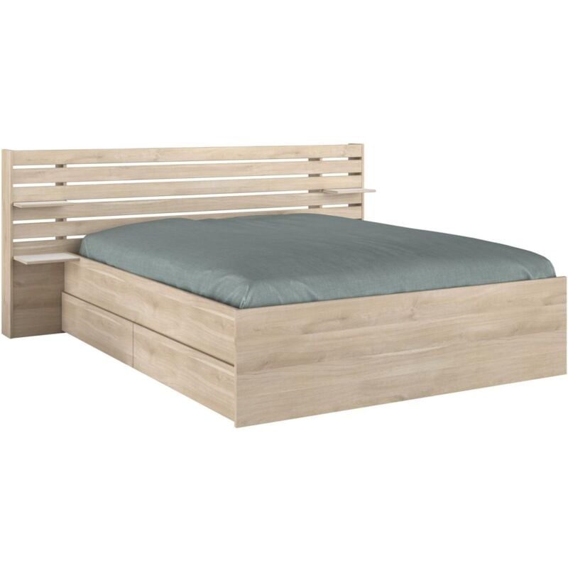 Vente-unique - Lit 160 x 200 cm avec rangements - Coloris : Naturel - tenalia ii