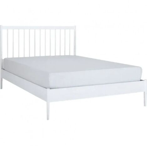 Lit 160 x 200 cm blanc plaqué frêne tête de lit barreaux - PADO 4527