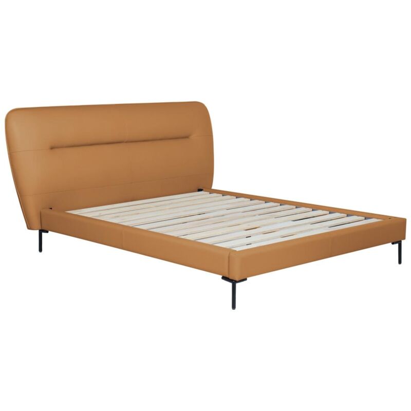 Lit 160 x 200 cm - Cuir - Camel - JODALA