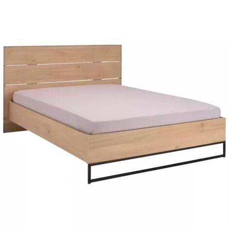 Lit 160 x 200 cm placage chêne avec tête de lit - PALO 1682