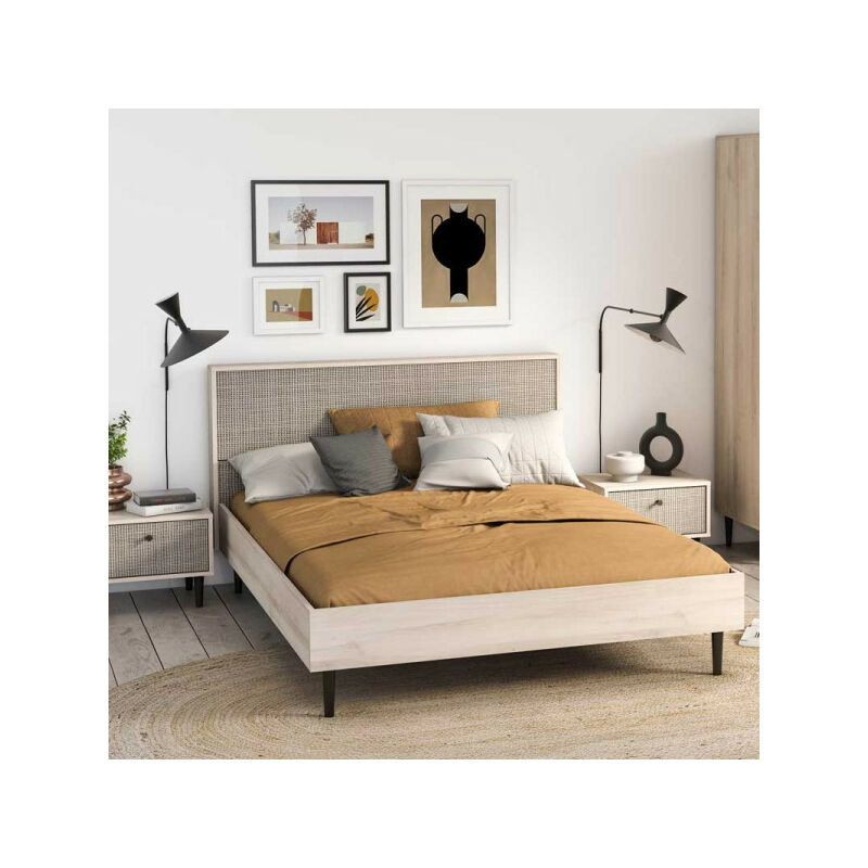 TMM - Lit 160x200 Chêne clair - gonsai - l 168 x l 212.7 x h 94.5 cm