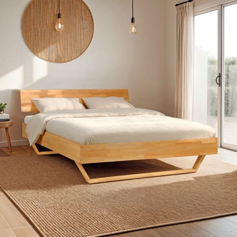 Lit 160x200 cm tao + Sommier / Hêtre massif huilé/