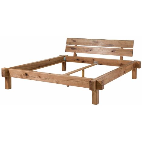 Lit 160x200 poutre de chêne Lombard naturel huilé JANGALI 721