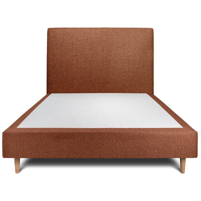 Sommeil De Plomb - Lit 160x200cm avec tête de lit tapissier bouclette et sommier tapissier terracotta - Hauteur totale : 35cm