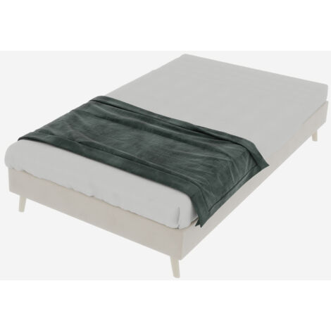 Lit 160x200cm - Cadre de lit 160x200 avec sommier Ă lattes - tĂŞte de lit et matelas non inclus - en velours hollandais beige