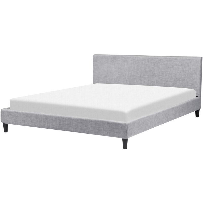 Lit 180x200 cm en tissu gris clair FITOU