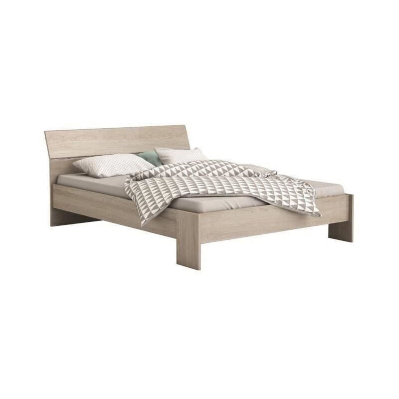 M&s - pricy Lit 140x190/200cm - Decor Chene shannon - l 145 x p 205 x h 79 cm