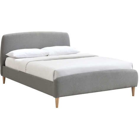 Lit 2 places 140x200 cm en tissu gris NIELS