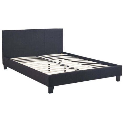 Lit 2 places 160x200 cm KELIA tissus Gris sommier inclus