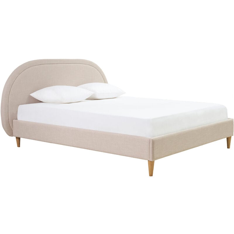 Miliboo - Lit 2 places 160x200 en tissu beige charline