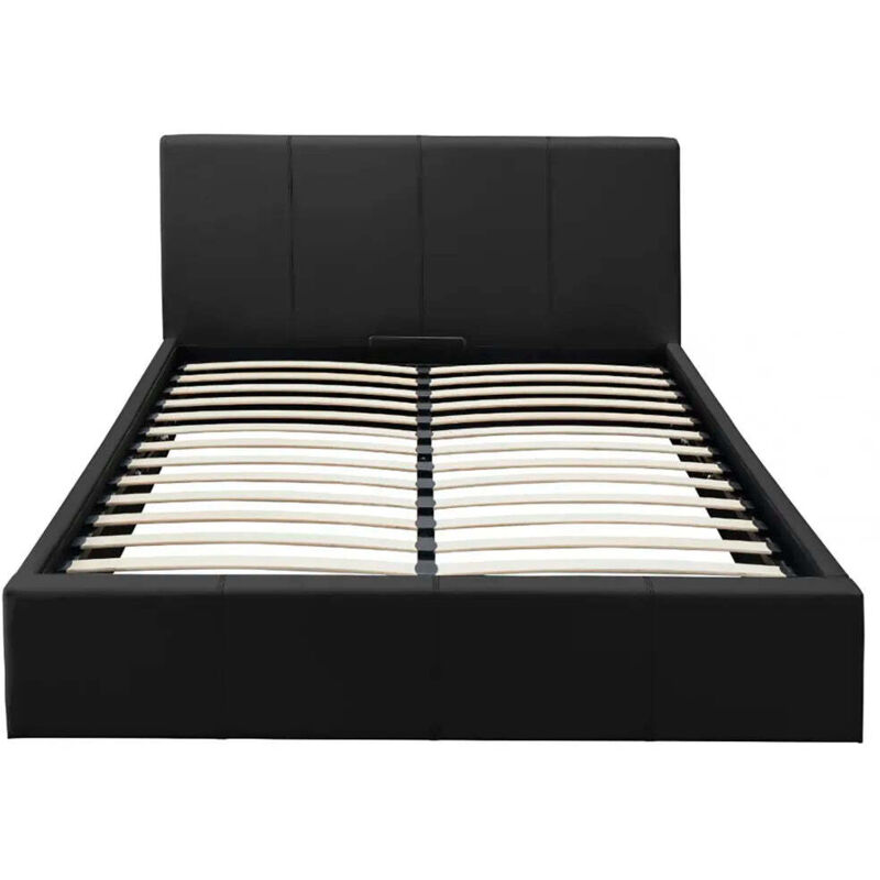 Lit coffre 2 places 160x200 cm BASTIEN simili cuir sommier inclus