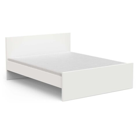 Lit 2 places couchage 160x200 cm couleur blanc mat - Largeur 165 x Profondeur 207,4 x Hauteur 90 cm
