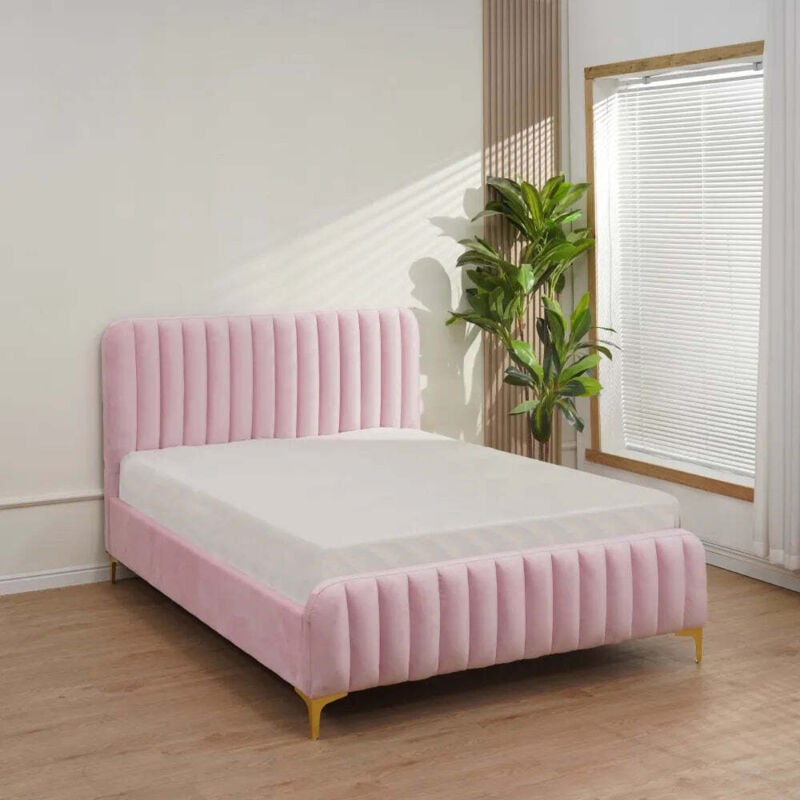 Lit 2 places 140x190 cm faye design velours beige