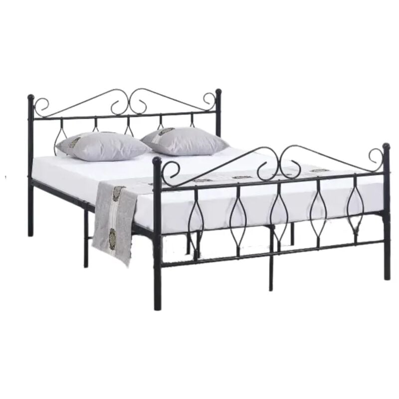 Lit 2 places julie 140x190 cm métal noir sommier inclus
