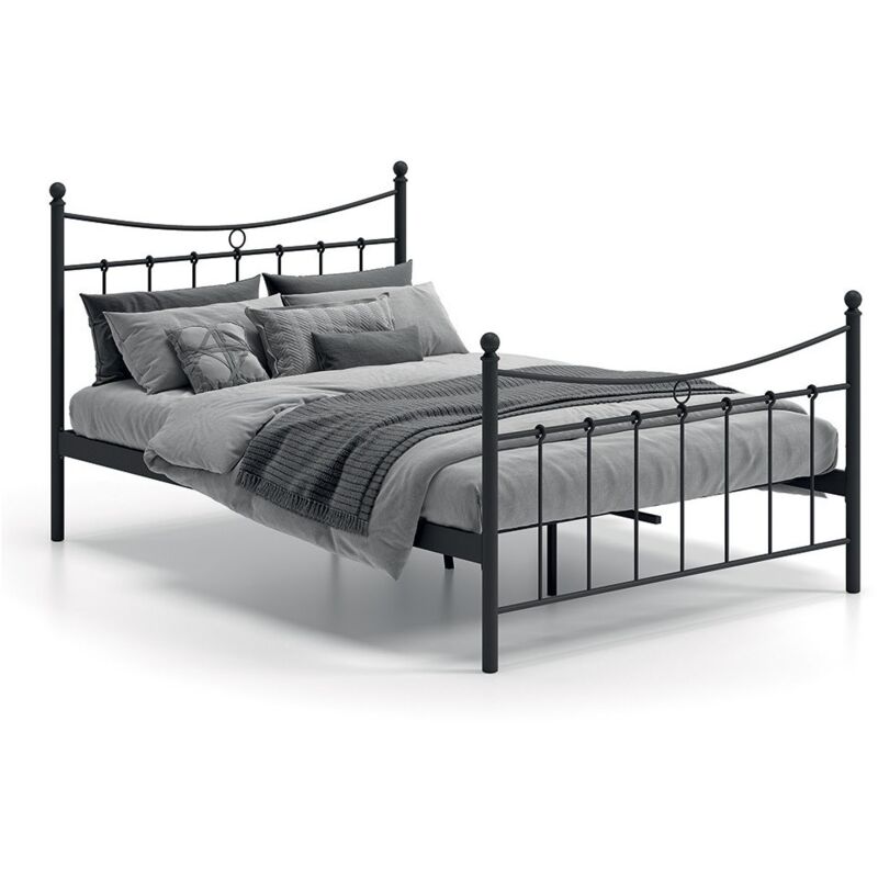 Lit 2 places métal noir 140x200 SENCHA style contemporain. - Noir