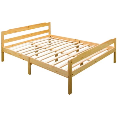 Lit 2 places pin naturel sommier inclus 140x190 cm DAVID