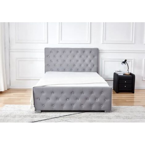 Lit 2 places PRESTIGE Gris 160x200 + sommier intégré