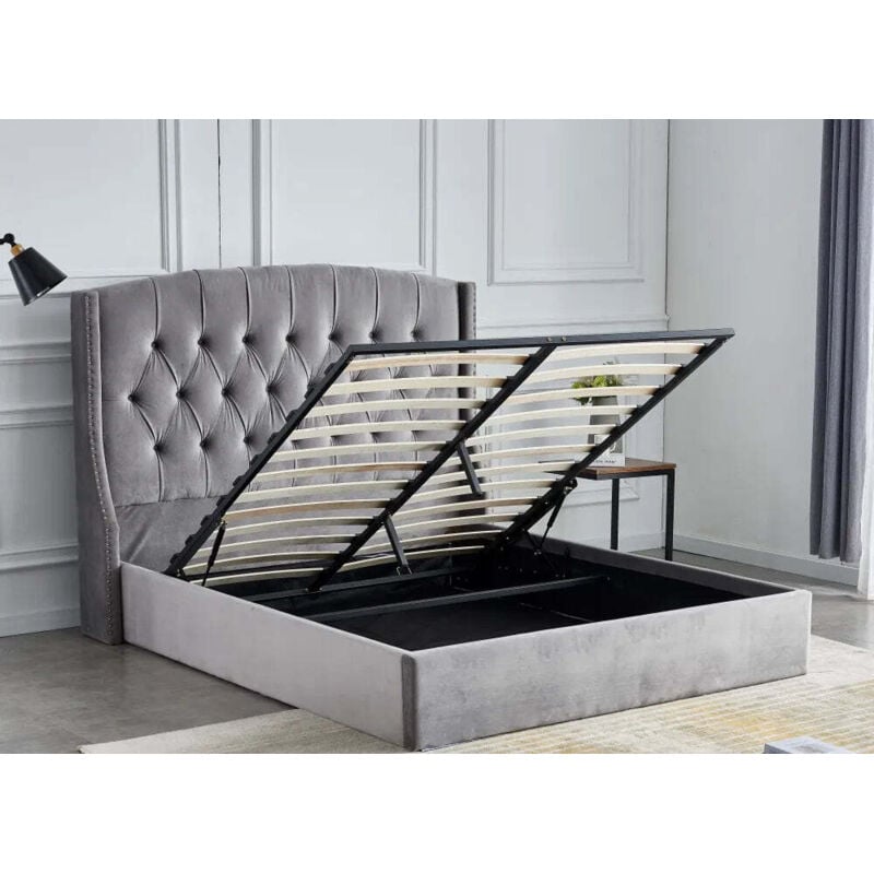 Lit Coffre 2 places 160x200 cm sultan velours Noir