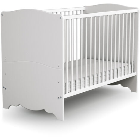 Lit 60x120 cm hêtre massif blanc Marelle