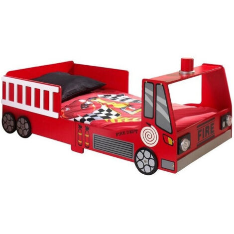 Lit 70x140 Camion pompier Sommier inclus Vipack Car beds - Rouge