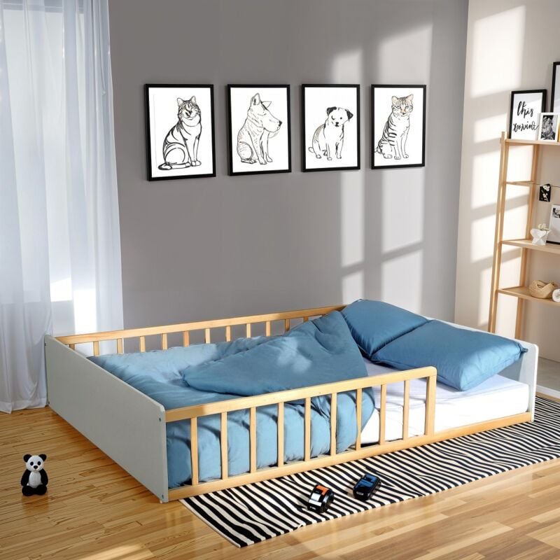 Le Quai Des Affaires - lit 140x190 pilou avec sommier / Blanc et naturel/