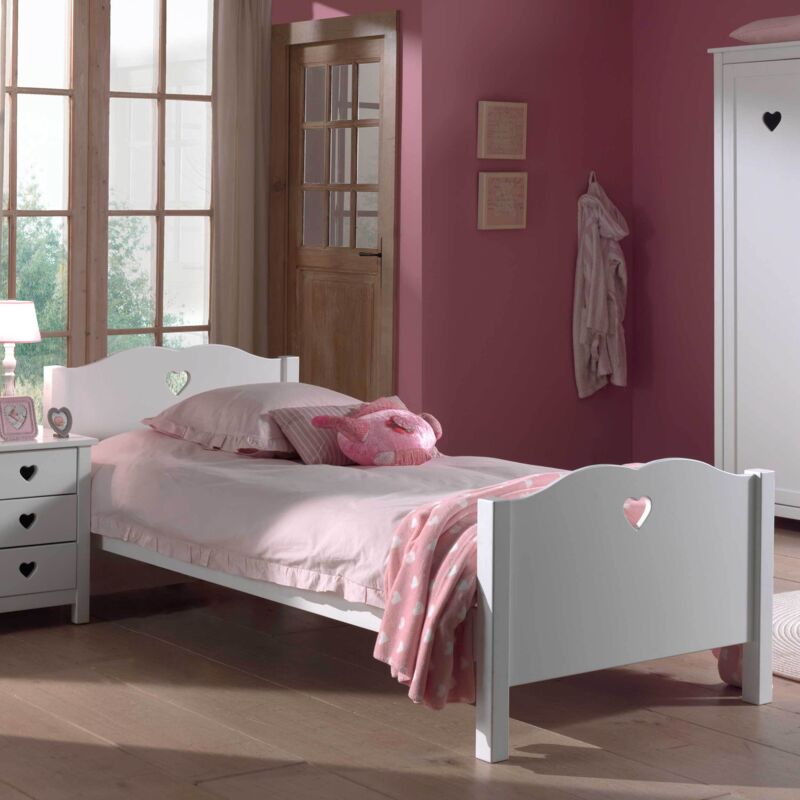 Lit enfant Amori 90x200cm pour fille - blanc Lit enfant Amori 90x200cm pour fille - blanc