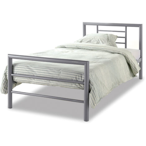 Lit 90x200 cm en métal gris - SAMIHA