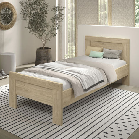 Lit 90x200cm naturel en bois- PORI