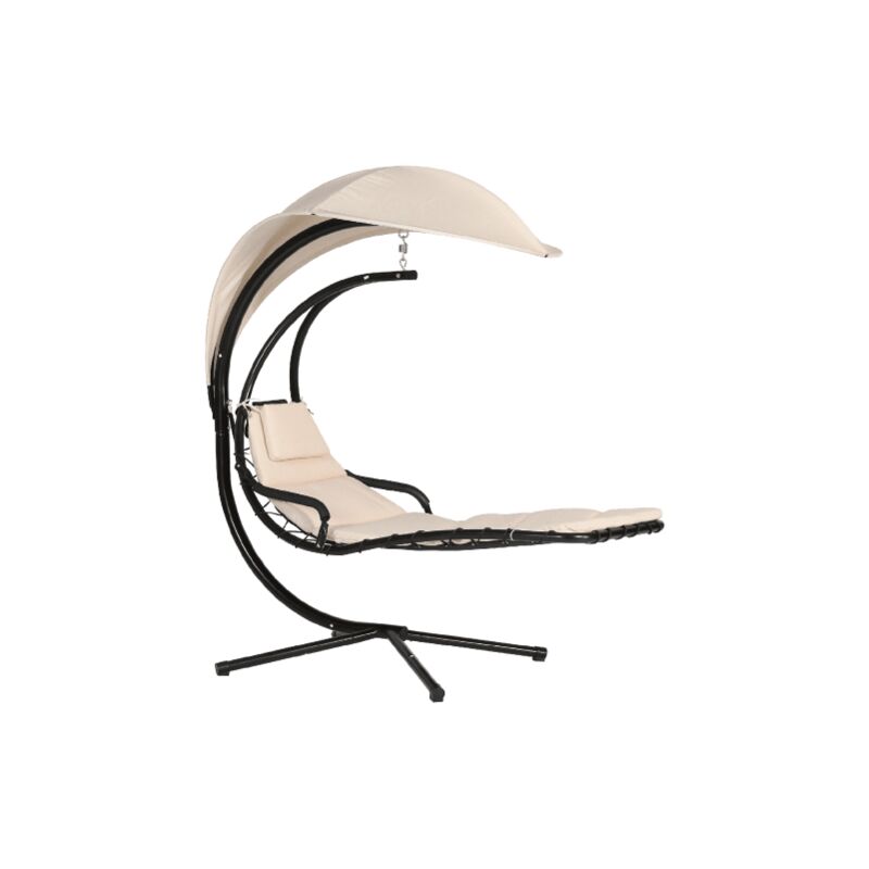 Lit a' bascule avec structure en acier toit et assise en polyester 197x104x200 cm pour terrasse de jardin exte'rieur