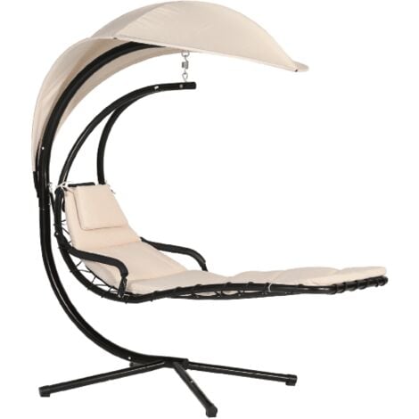 SALONE Lit a' bascule avec structure en acier toit et assise en polyester 197x104x200 cm pour terrasse de jardin exte'rieur