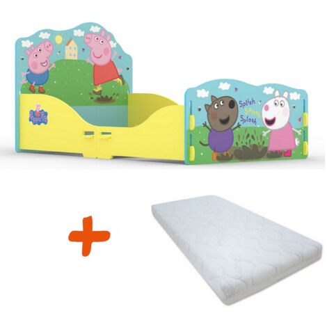 Lit à clipser et Matelas - Peppa Pig Splish Splash Splosh dans la boue - 140x70 cm