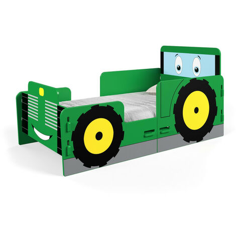 Lit à clipser pour enfant- modèle TED le tracteur vert - 70x140 cm - Vert