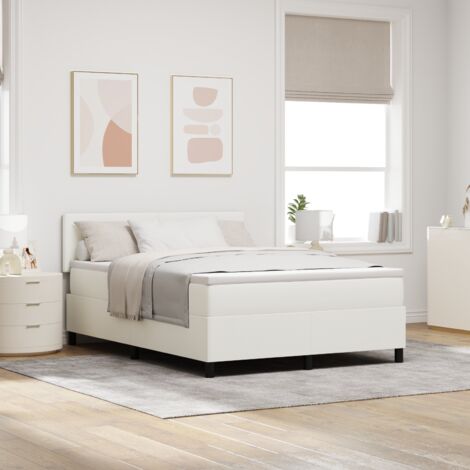 Lit à ressort LED avec tête de lit Crème et Blanc 140 x 190 cm vidaXL