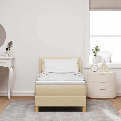 Lit à ressorts avec matelas-Sommier à ressorts de lit Crème 80 x 200 cm tissu 680672