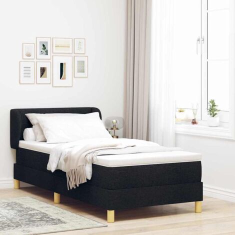 Lit à ressorts avec matelas-Sommier à ressorts de lit Crème 90x200 cm Tissu Noir 851636
