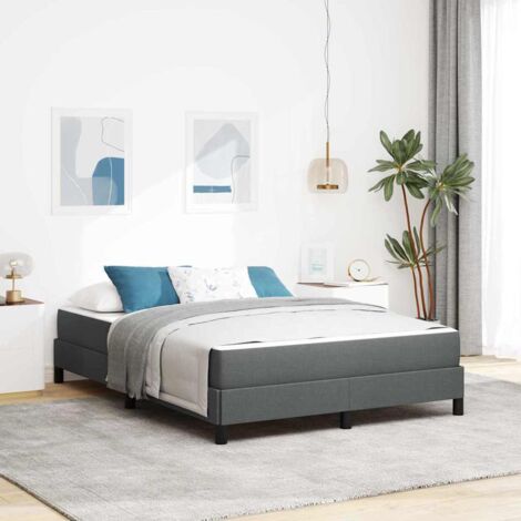 Lit à ressorts avec matelas-Sommier à ressorts de lit Gris foncé 160 x 200 cm tissu 788930