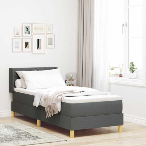 Lit à ressorts avec matelas-Sommier à ressorts de lit Gris foncé 80 x 200 cm tissu 210611