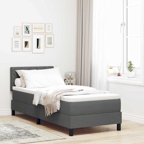 Lit à ressorts avec matelas-Sommier à ressorts de lit Gris foncé 80 x 200 cm tissu 496113