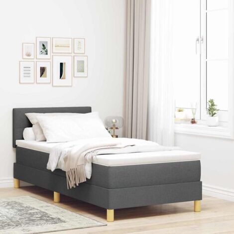 Lit à ressorts avec matelas-Sommier à ressorts de lit Gris foncé 80 x 200 cm tissu 928987