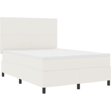Lit à ressorts avec tête de lit Crème et Blanc 140 x 190 cm vidaXL