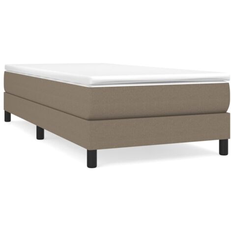 Lit à sommier à ressorts Taupe 90x200 Tissu