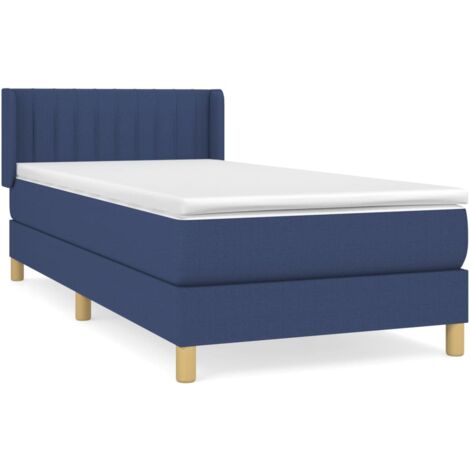 Lit à sommier tapissier avec matelas Bleu 100x200 Tissu