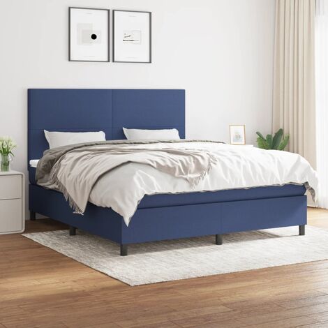 Lit à sommier tapissier avec matelas Bleu 160x200 cm Tissu