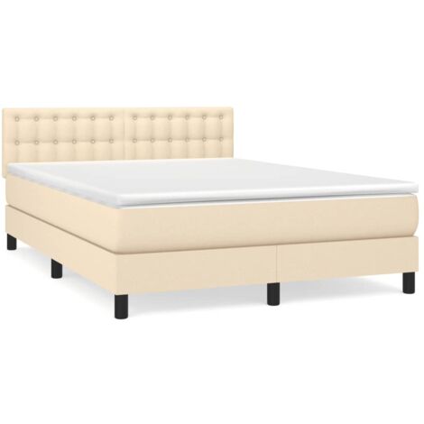 Lit à sommier tapissier avec matelas Crème 140x190 Tissu
