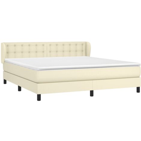 Lit à sommier tapissier avec matelas Crème 160x200cm Similicuir vidaXL