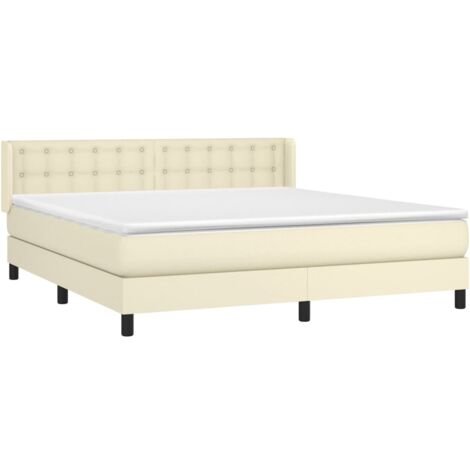 Lit à sommier tapissier avec matelas Crème 160x200cm Similicuir vidaXL