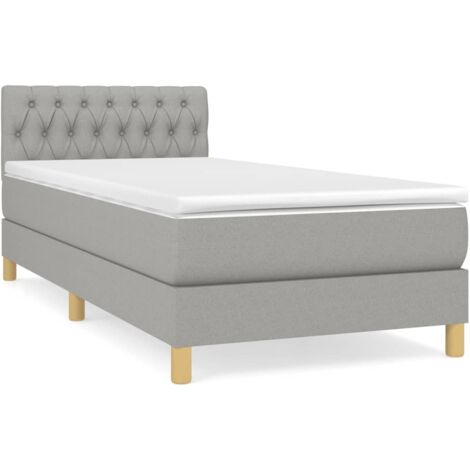 Lit à sommier tapissier avec matelas Gris clair 100x200 Tissu 5