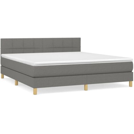 Lit à sommier tapissier avec matelas Gris foncé 160x200 Tissu 4